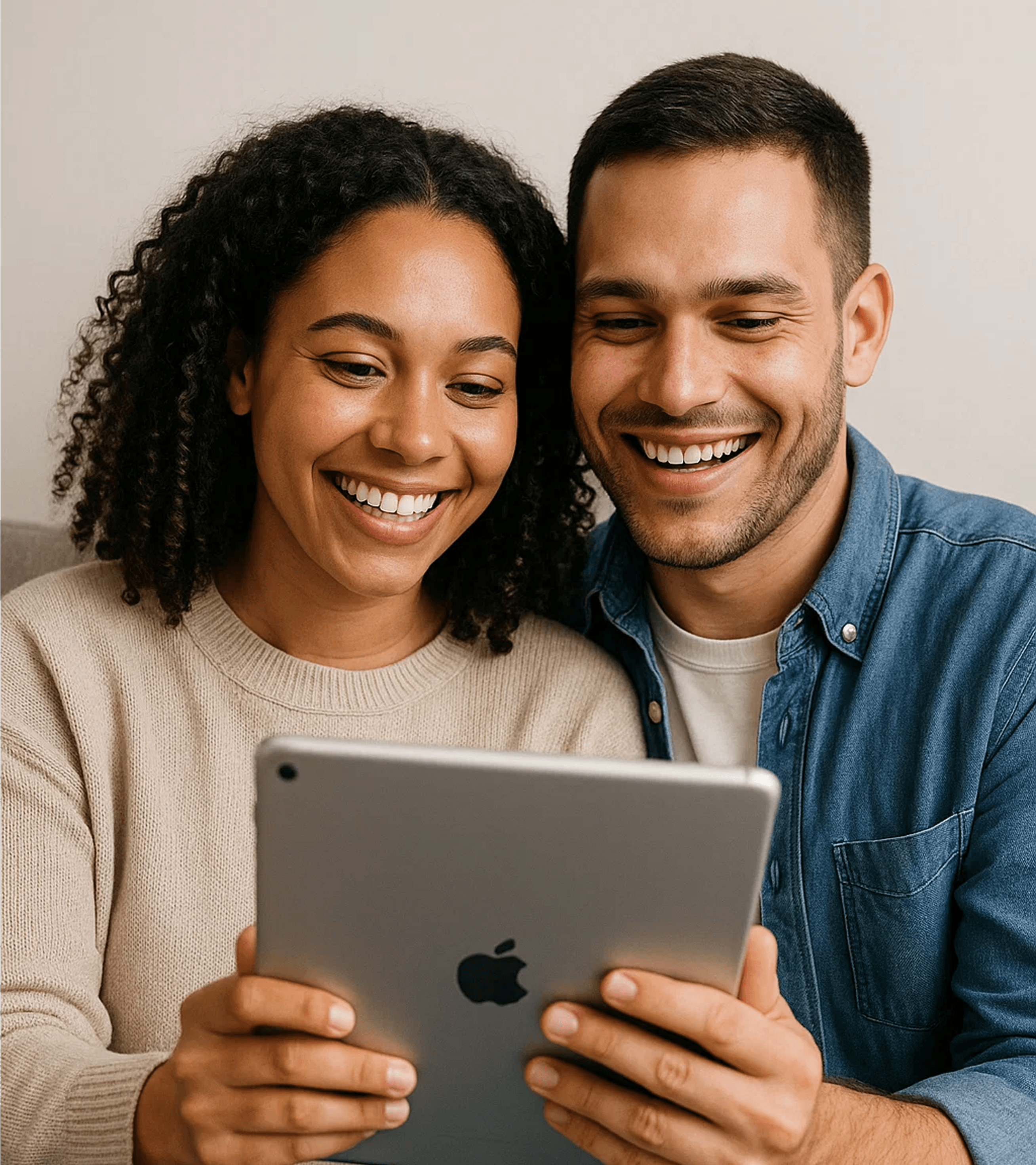 A couple completing their weekly check-in together