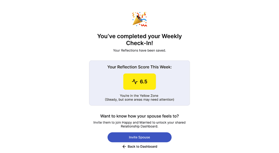 The Reflection Score screen