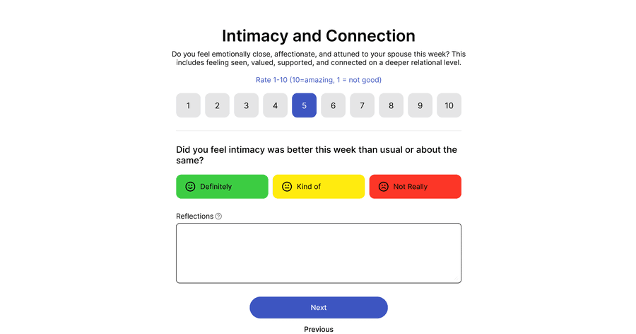 The Weekly Check-In screen